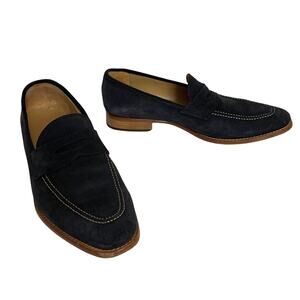 JACK ERWIN Men's Navy Blue Suede Penny Loafers Size 12